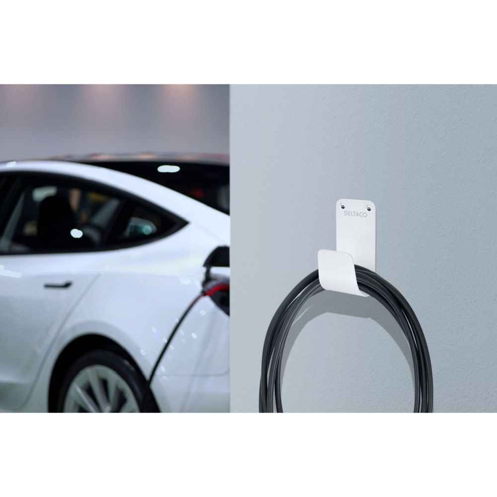 Elektriauto laadimiskaabli seinahoidik, valge