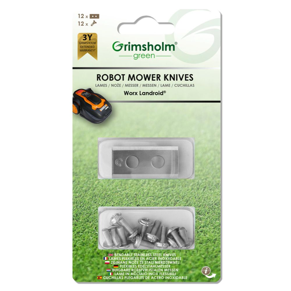 Grimsholm Green robottileikkurin terä Worx Landroid/Grouw, 12 kpl
