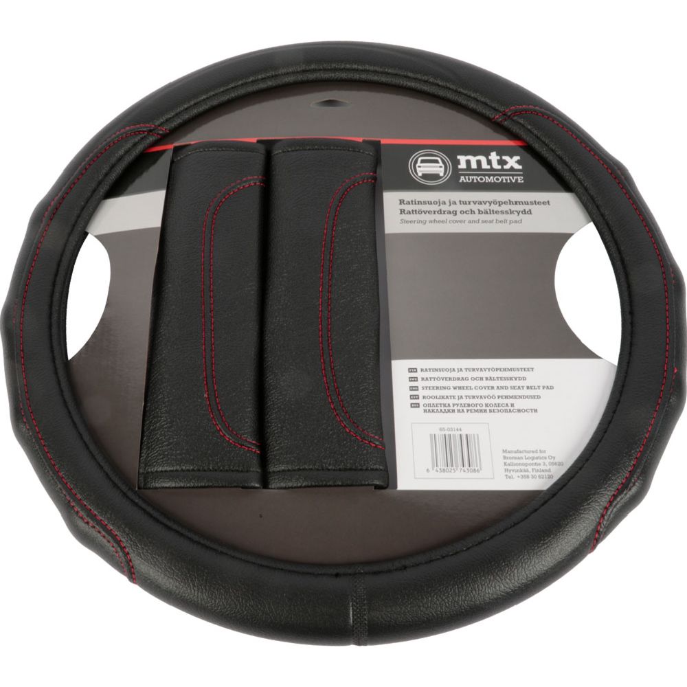 MTX Automotive roolikate ja turvavööpehmendused, must / punased õmblused, 37—39 cm