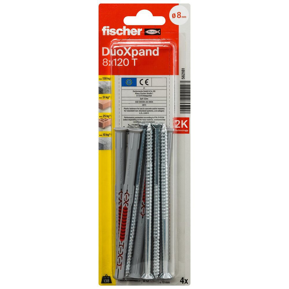 Fischer DuoXpand universaalne kruviga lengitüübel, 4 tk