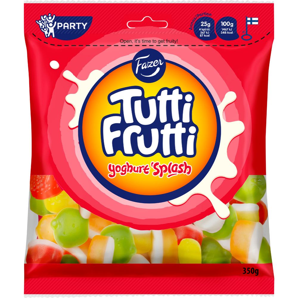 Fazer Tutti Frutti Yoghurt Splash makeispussi 350 g