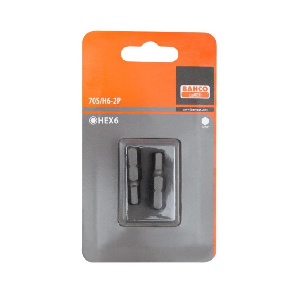 Insex-bit till Bahco 70S/H6 -slagskruvmejsel 6 mm, 2 st.