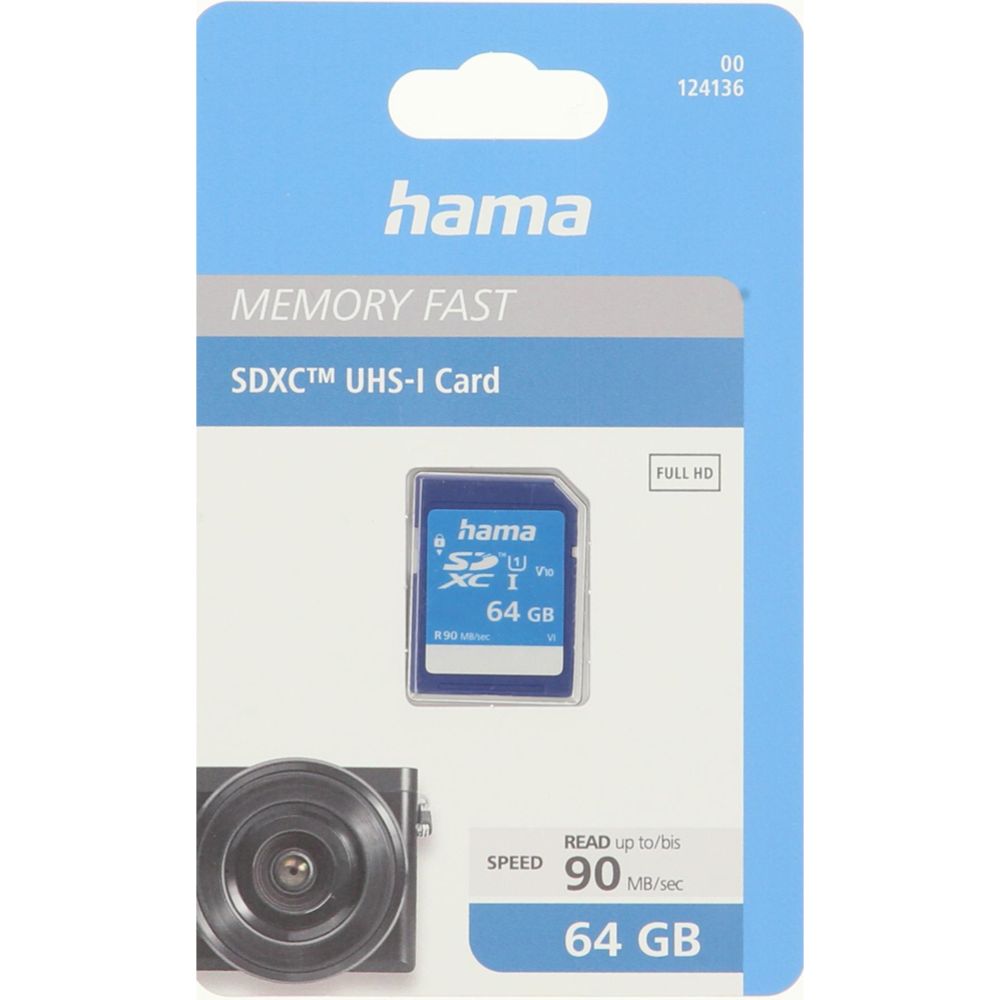 Hama SDXC muistikortti 64GB Class 10 UHS-I 90MB/s