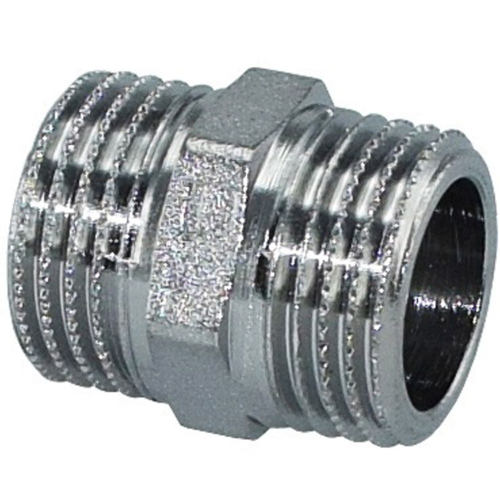 Övergångsnippel, förkromad 1/2"-->1/2"