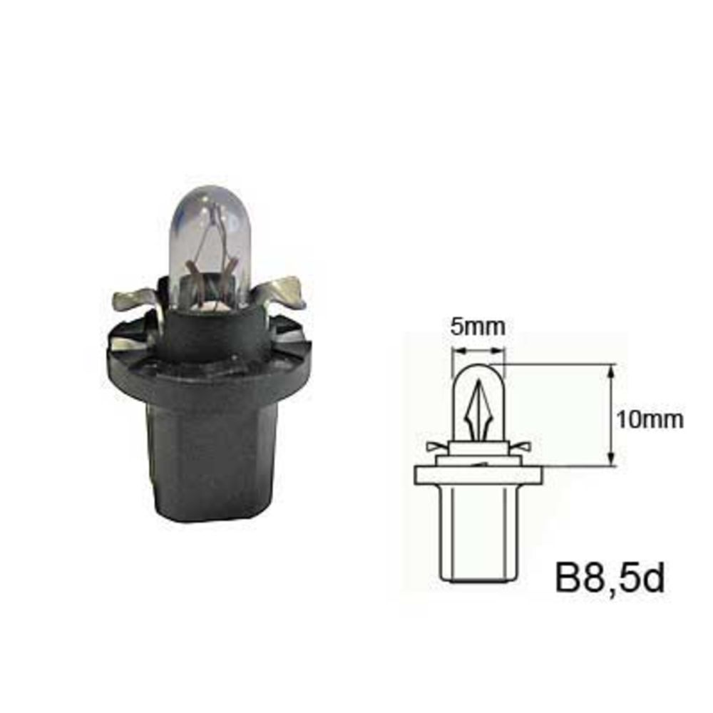 B8,5d (BAX10d) plastsockellampa 12 V/1,2 W 2 st.