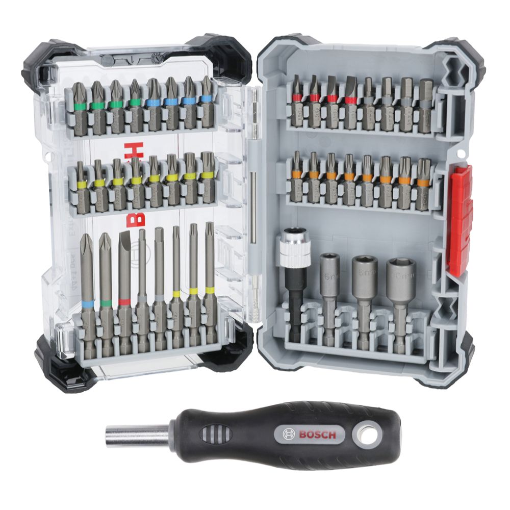 Bosch tarvikesarja kahvalla 44+1 osaa