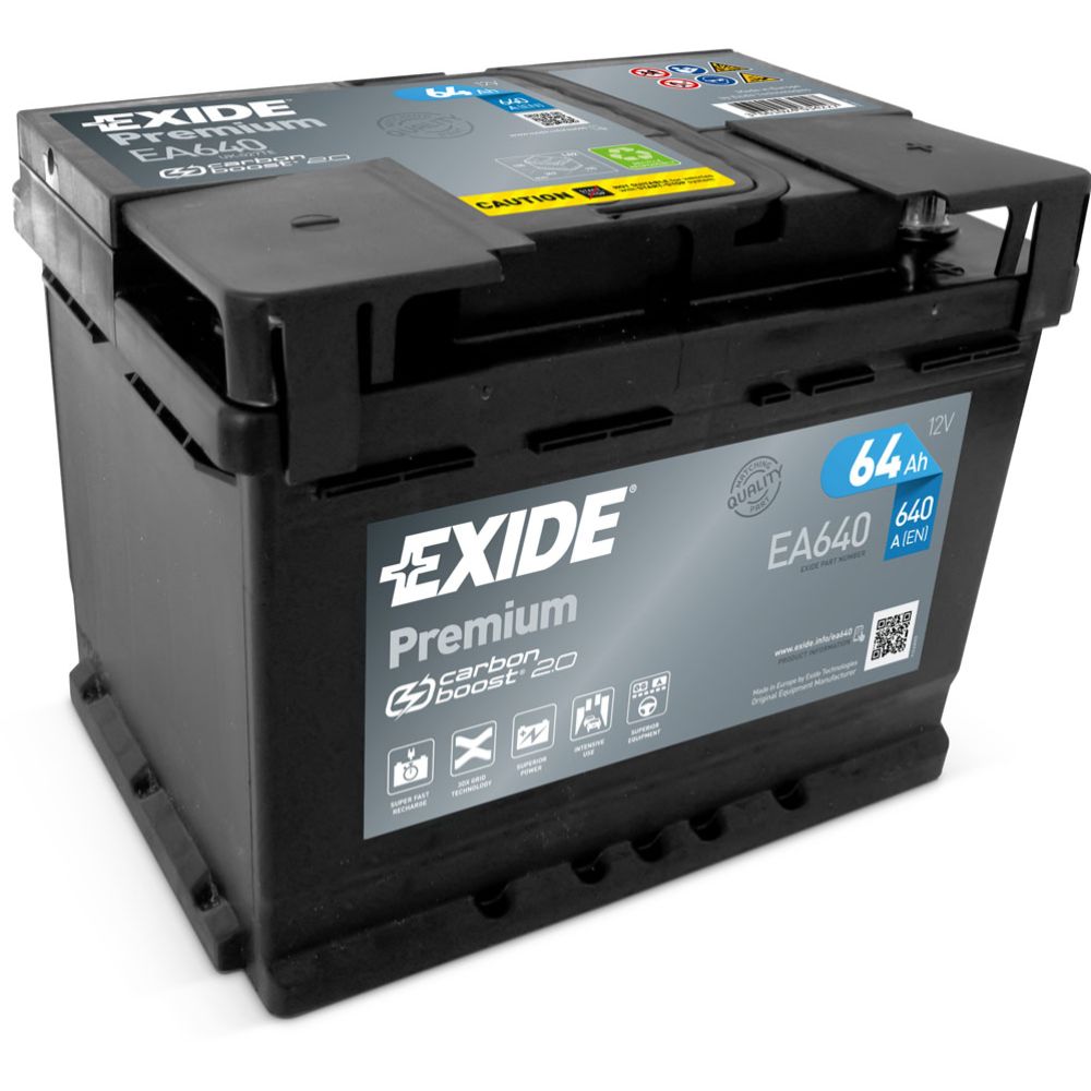 Exide EA640 64 Ah / 640 A akku P242 x L175 x K190 -+