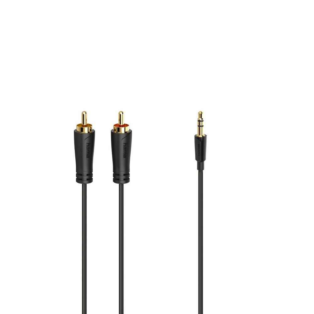 Hama audiokabel, 3,5 mm hane - 2 x RCA hane, 3,0 m, guldpläterade kontakter
