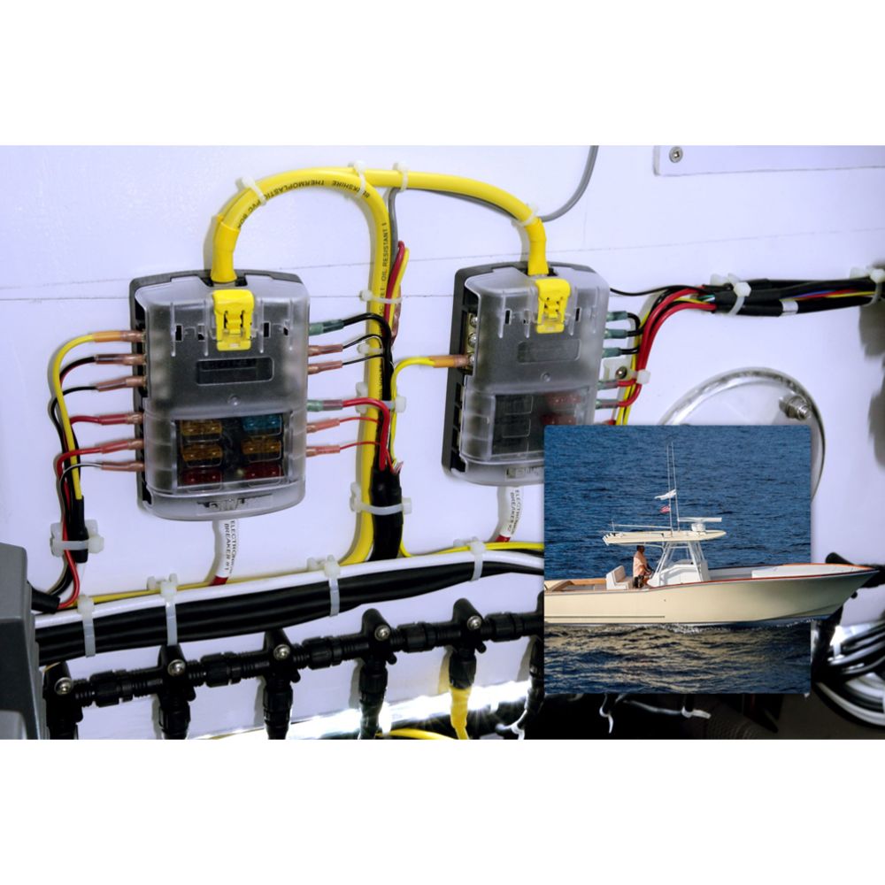 Blue Sea Systems sulakerasia 6 sulaketta + miinuskisko