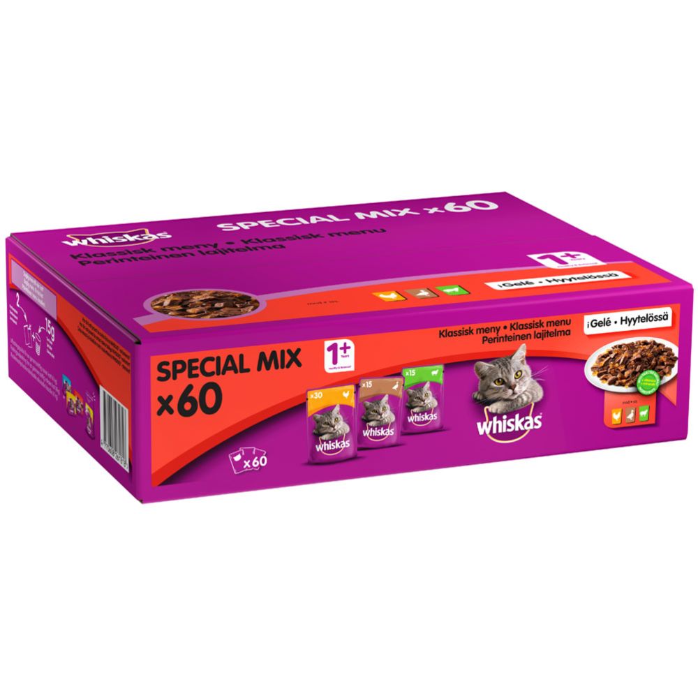 Whiskas 1+ klassisk meny i gelé 60 x 100 g
