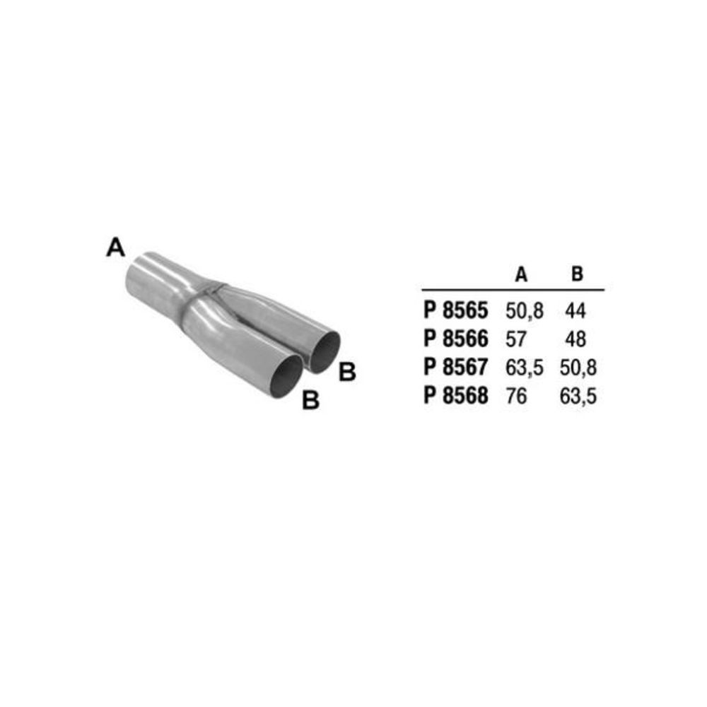 Y-grenrör 2'' > 2 x 44,5 mm