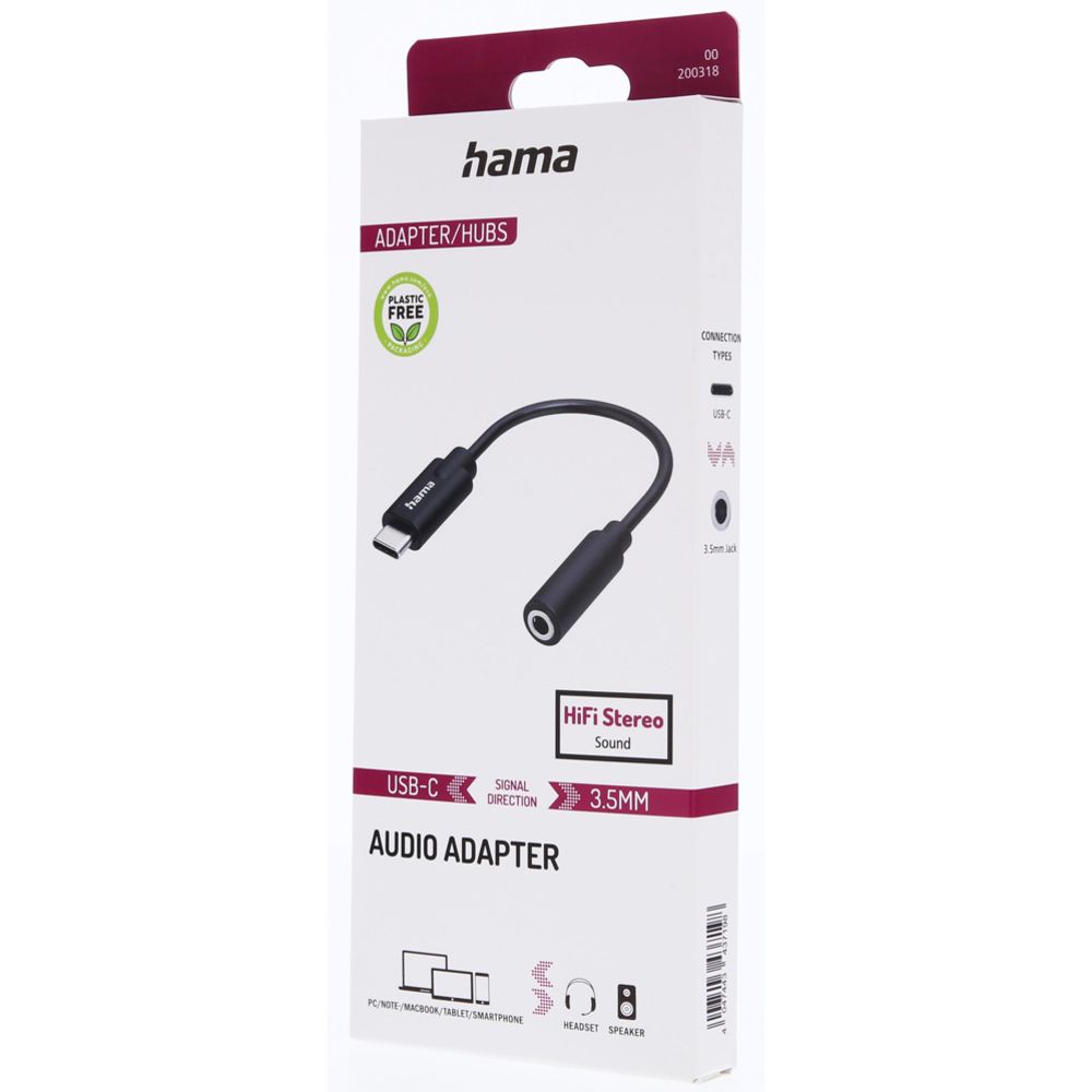 Hama Audioadapteri, 3,5 mm naaras - USB-C uros, Stereo