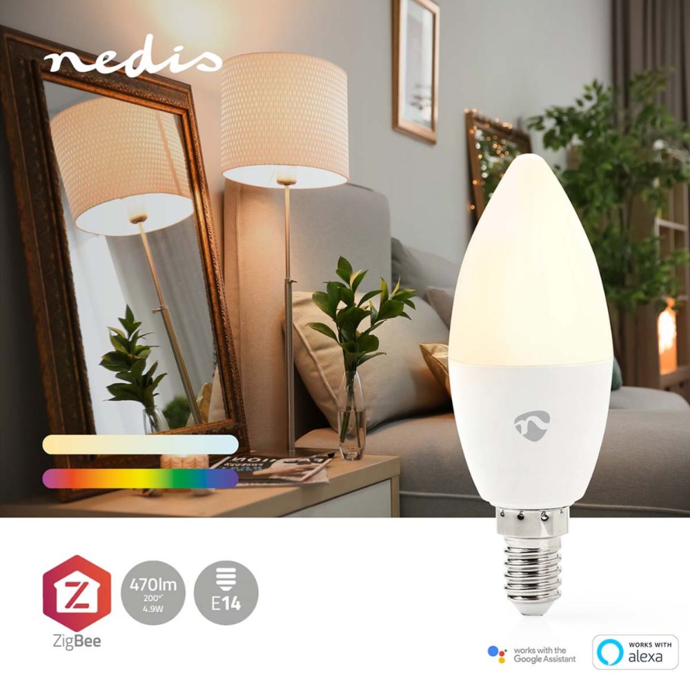 Nedis SmartLife lühterlamp, E14, RGBt ja valge, Zigbee 3.0