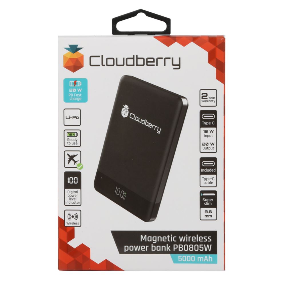 Cloudberry Magnetiline Juhtmevaba Akupank 5000 mAh