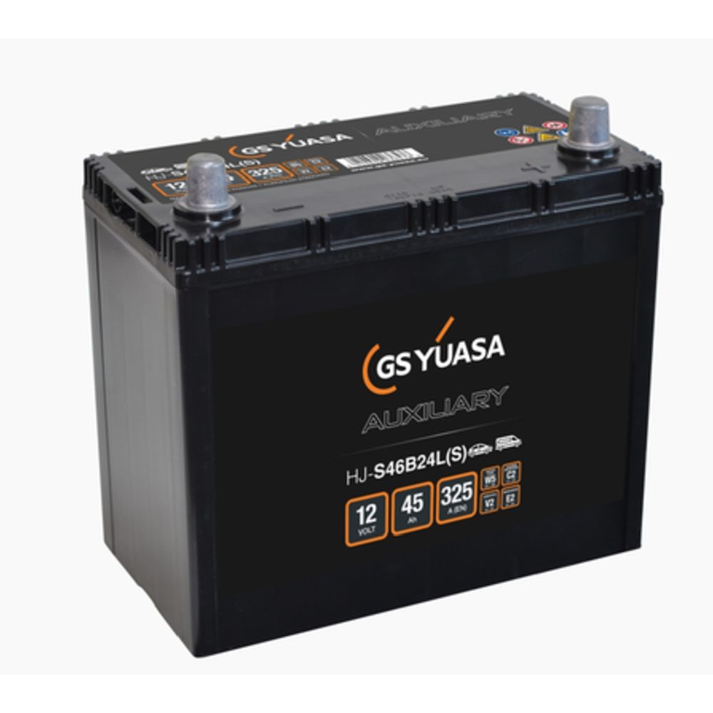 Yuasa HJ-S46B24L(S) 45Ah / 325A AGM-akku P238 x L129 x K227 -/+
