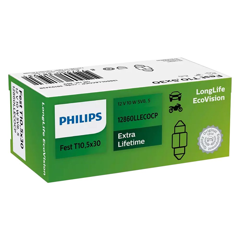 Philips SV8,5 spollampa 12V 10W 27 mm 10 st.