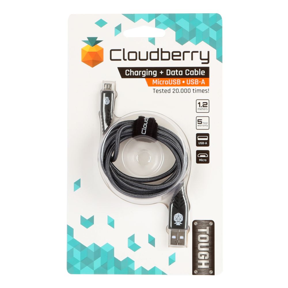 Cloudberry USB-A - MicroUSB Rugged datakaapeli 1,2 m harmaa