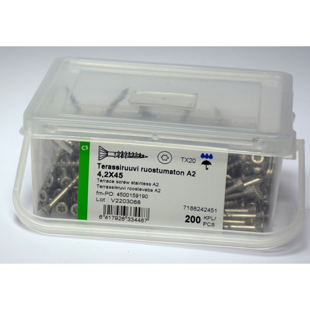 Fixmaster terassiruuvi 4,2 x 45 mm A2 RST 200 kpl