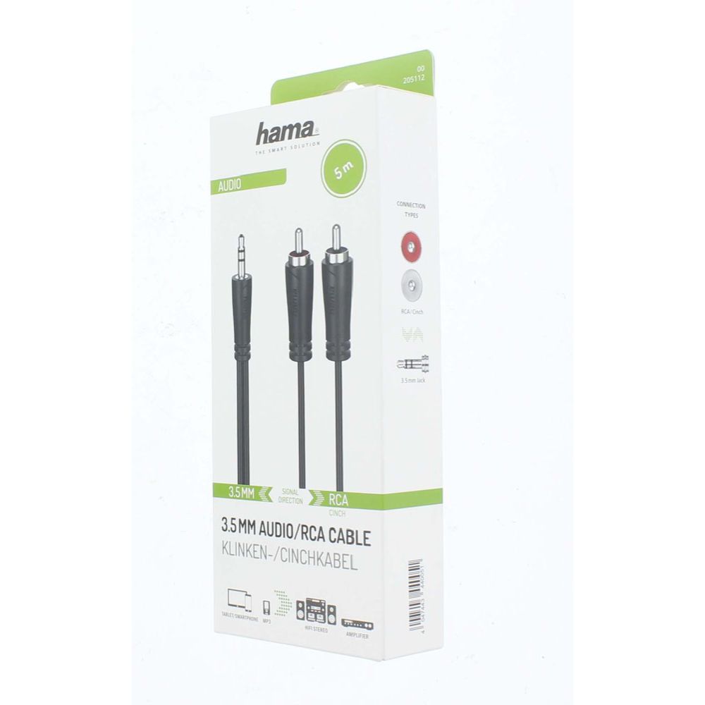 Hama Audiokaapeli, 3,5 mm uros - 2 x RCA uros, 5,0 m