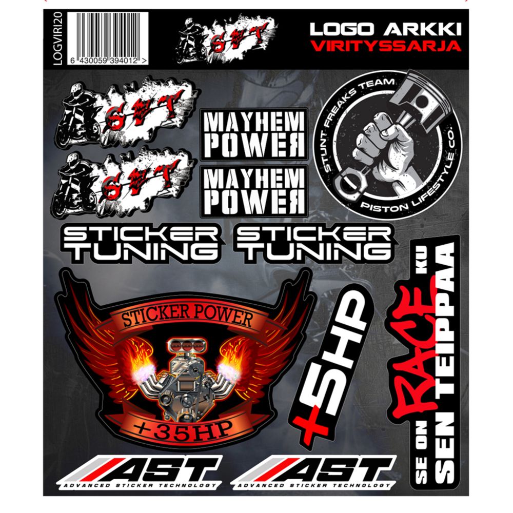 Stunt Freaks Team Virityssarja tarra-arkki