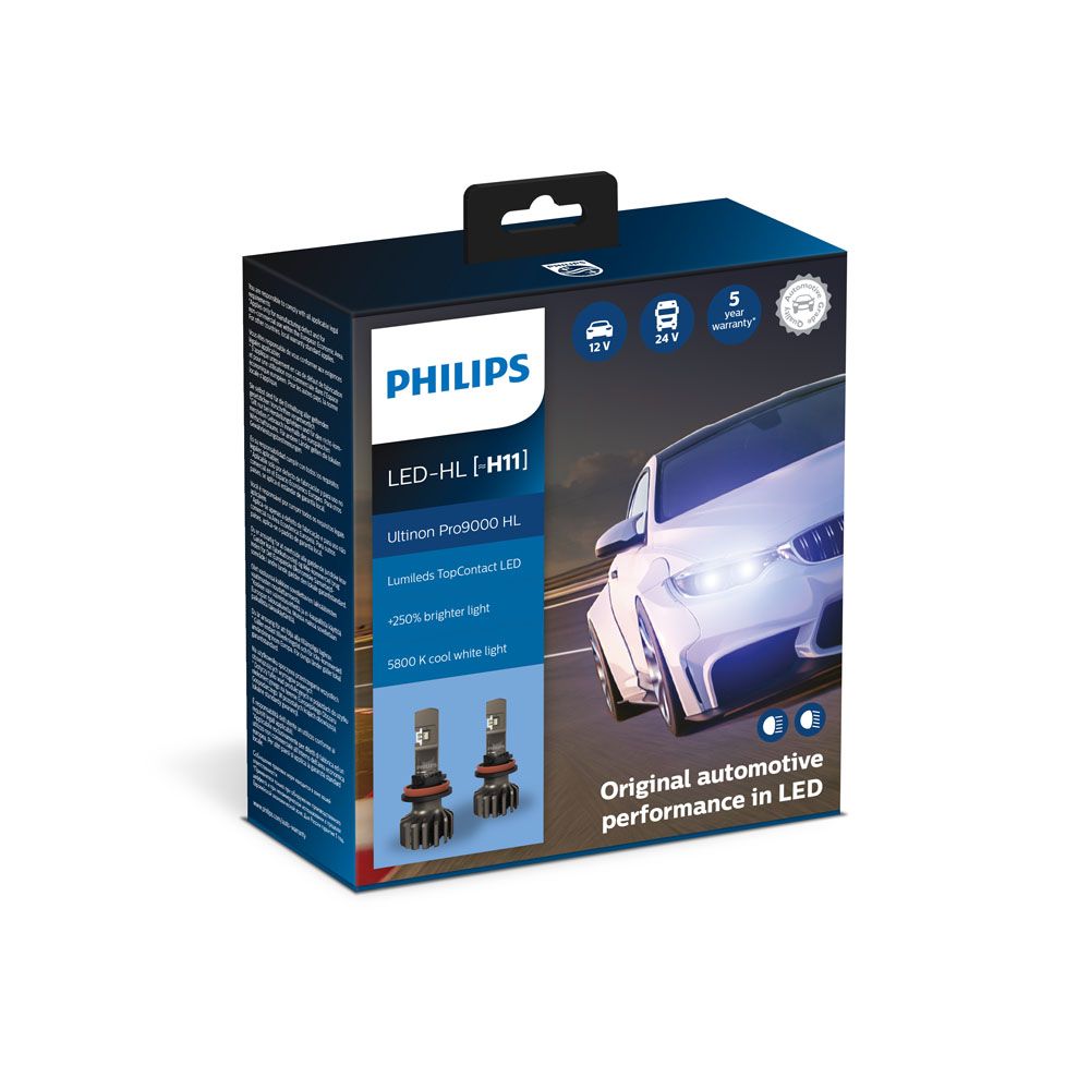 Philips Ultinon Pro9000 HL LED H11 ajovalopolttimopari