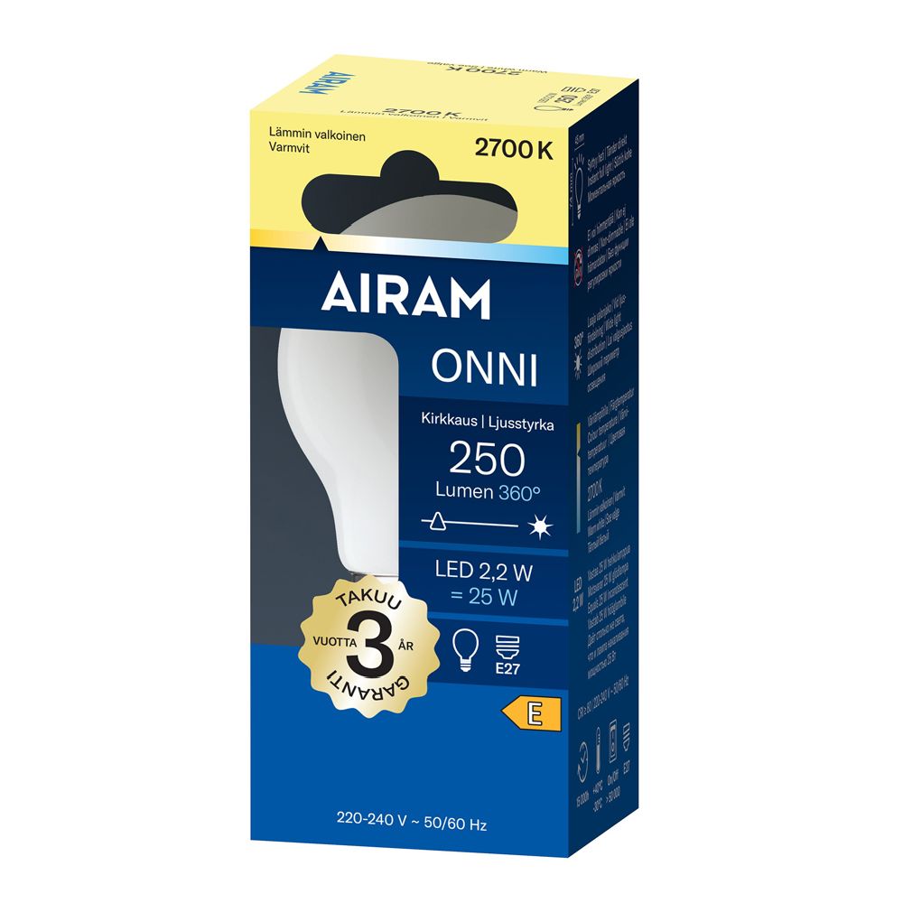 Airam Onni LED-pienkupulamppu P45 E27 2,2 W 250lm 2700K