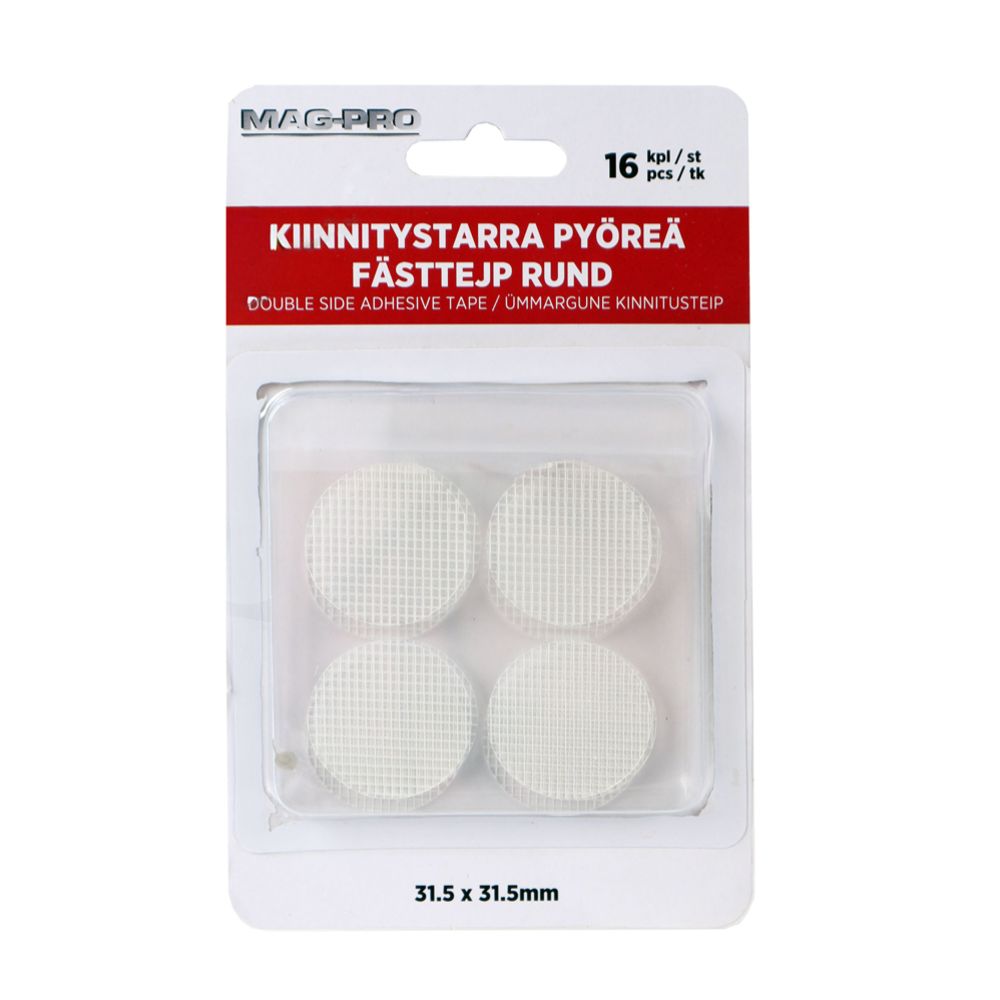 Mag-Pro pyöreä kiinnitystarra 16 kpl läpinäkyvä
