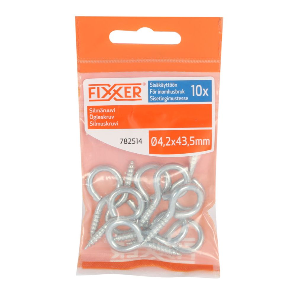 Fixxer® ögleskruv stål 42 x 44 mm 10 st.