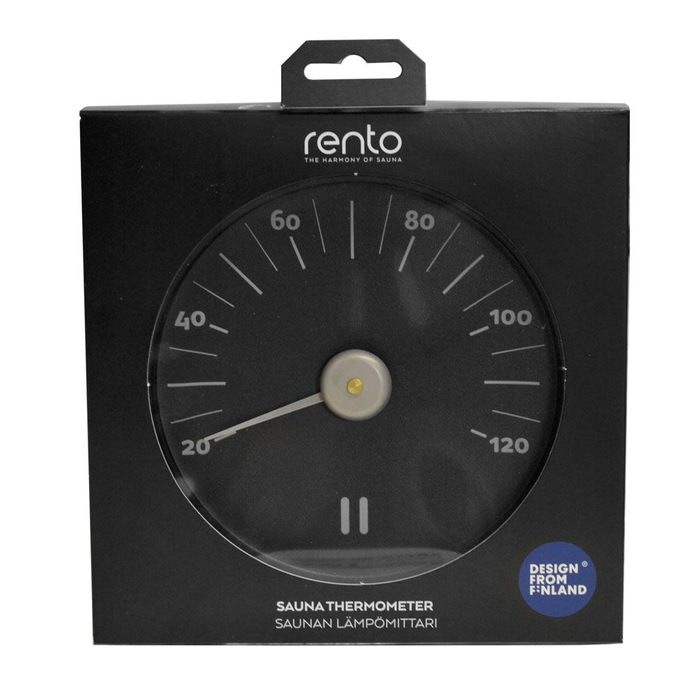 Rento bastutermometer aluminium svart