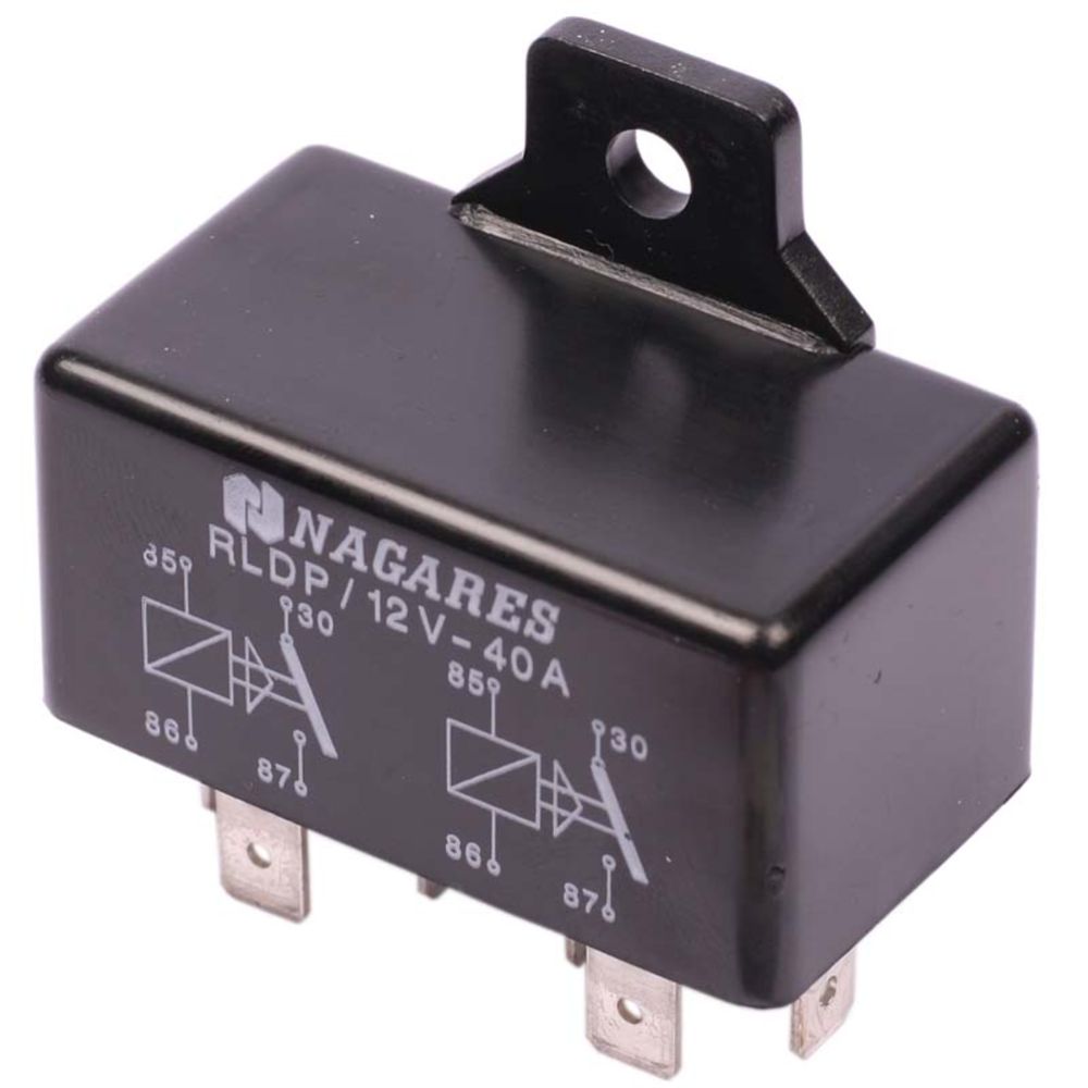 Dubbelrelä 12V 2x40 A