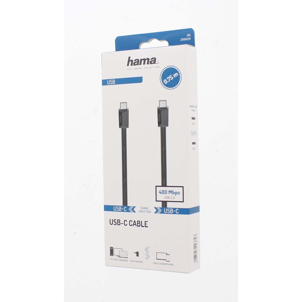 Hama USB-kabel, USB-C hane – USB-C hane, USB 2.0, 480 Mbit/s, 0,75 m