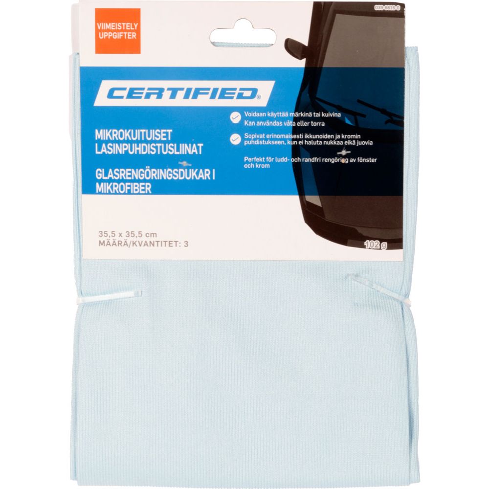Certified mikrofiberduk för glas 3 st.