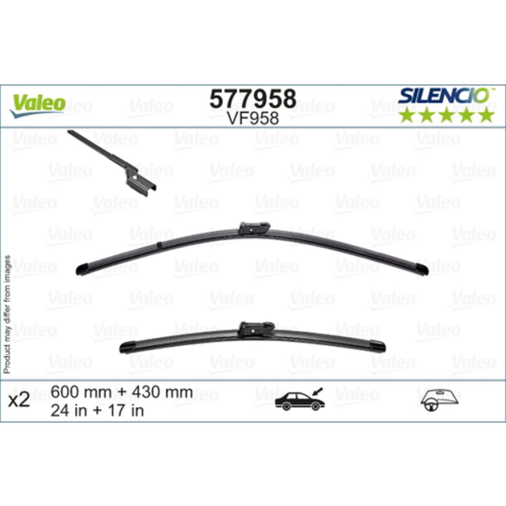 Valeo Silencio VF958 torkarblad 2 st. 60 + 43 cm