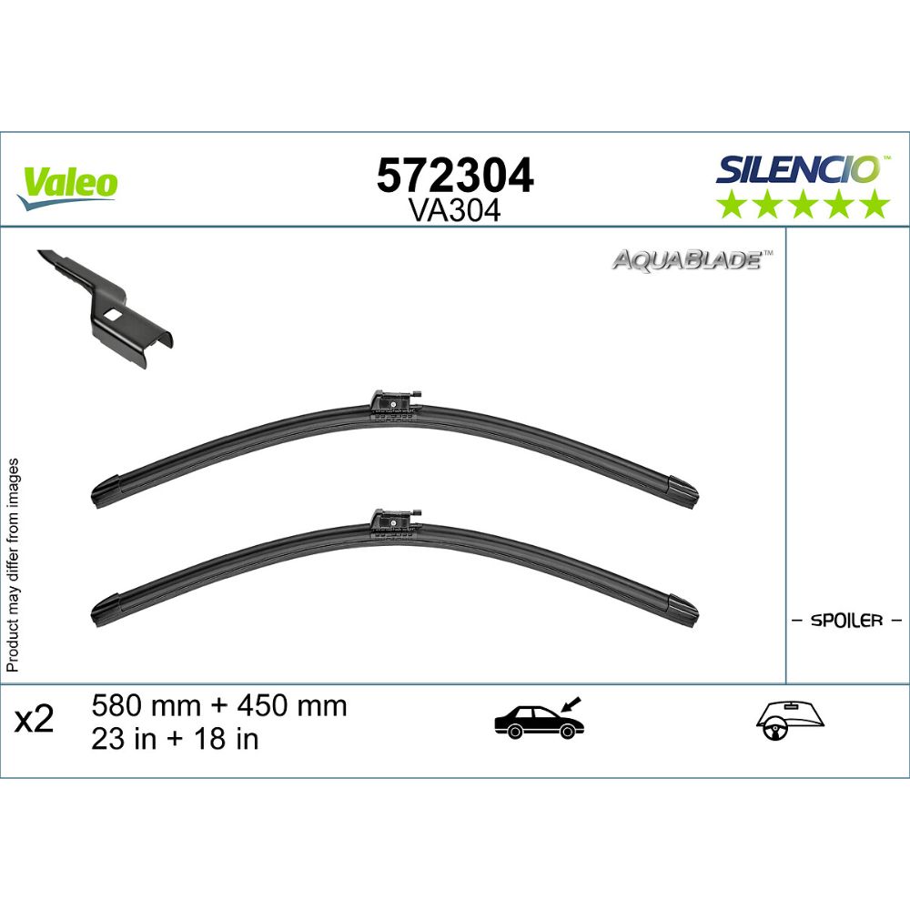 Valeo Aquablade Silencio VA304 pyyhkijänsulkapari 58 + 45 cm
