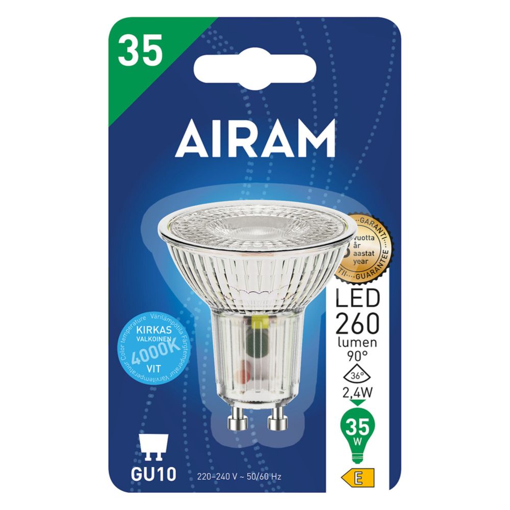 Airam LED spotlight GU10 2,4W 4000K 230 lm