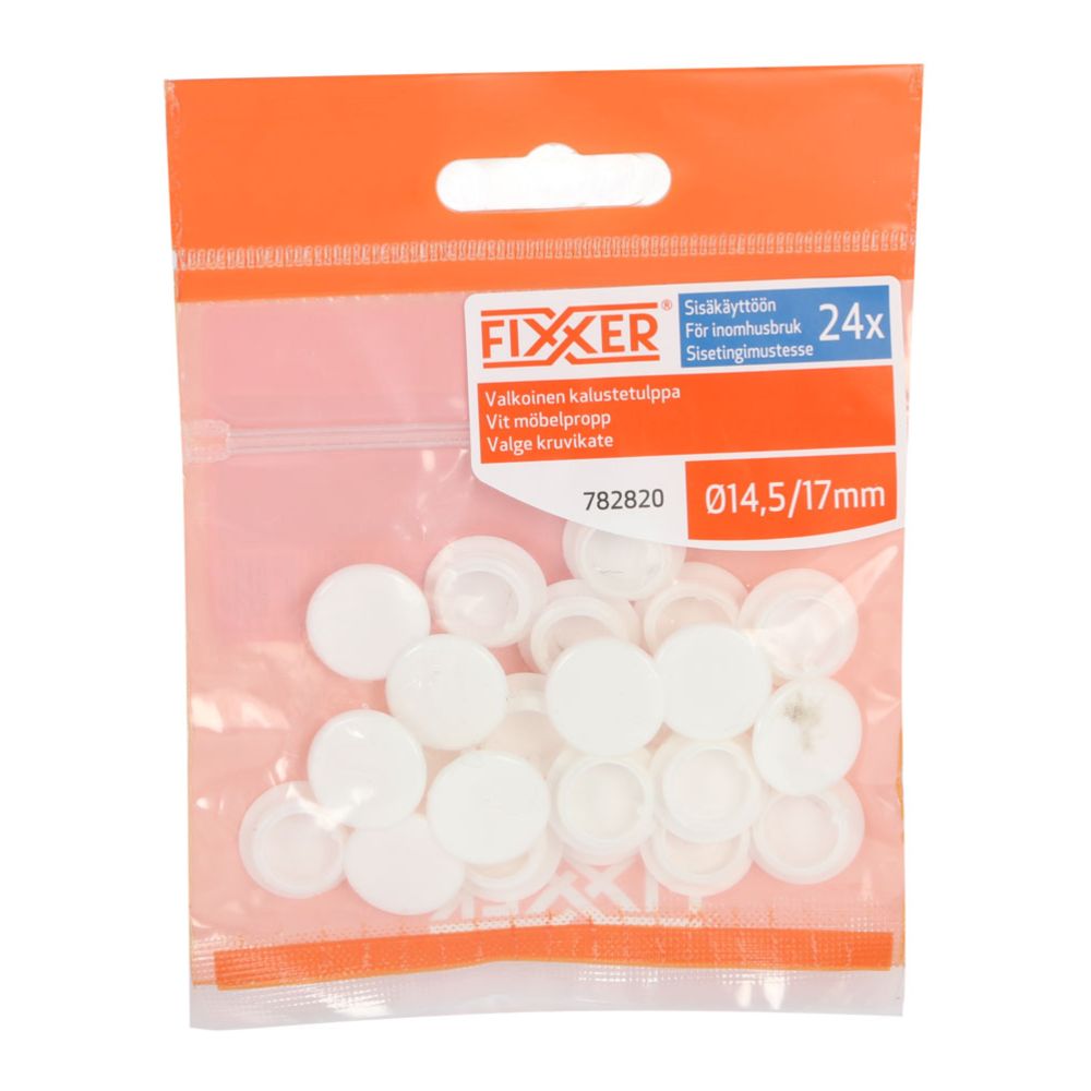 Fixxer® kruvikate valge 14,5 mm 24 tk