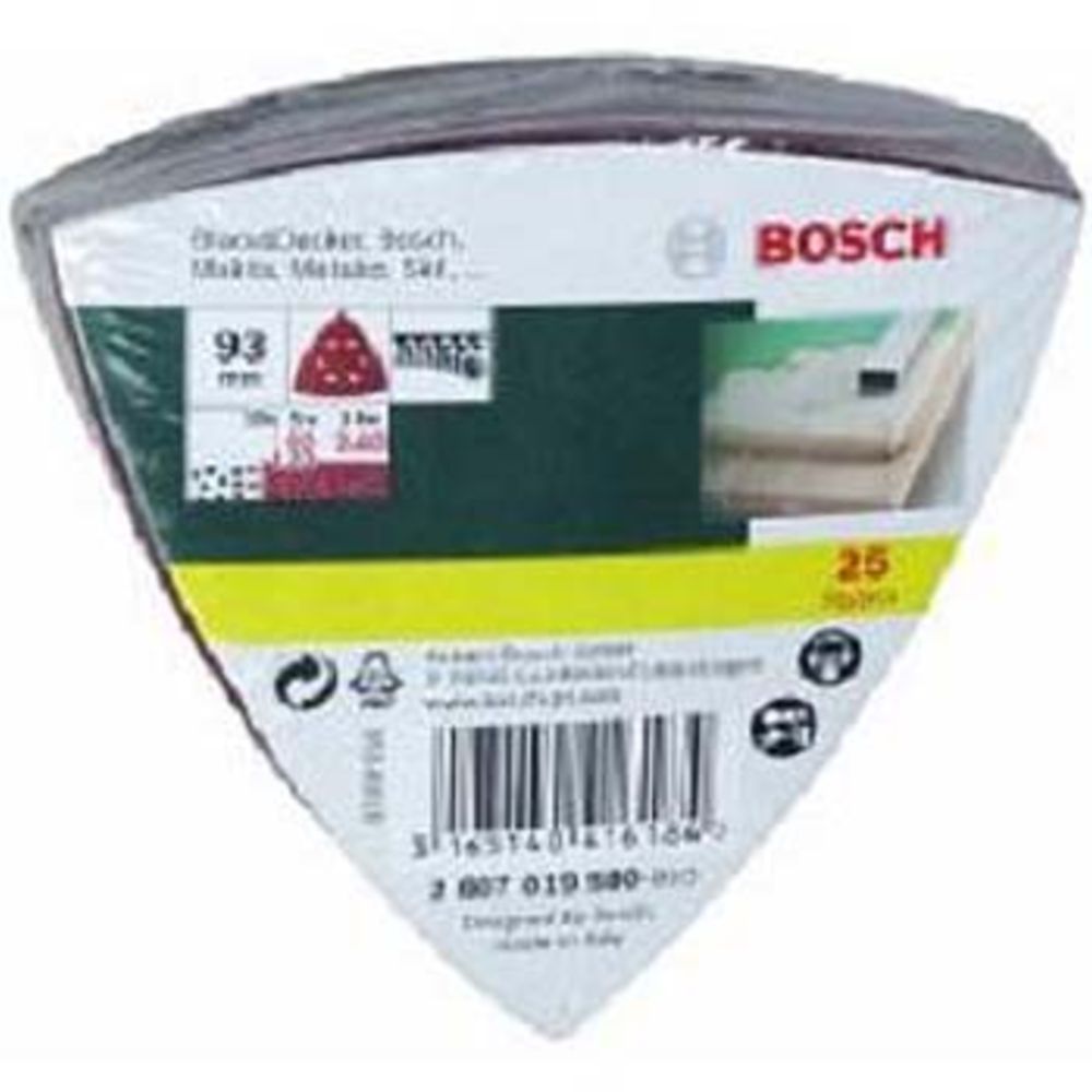 Bosch kolmiohiomapaperi 93 mm K60-K240 25 kpl
