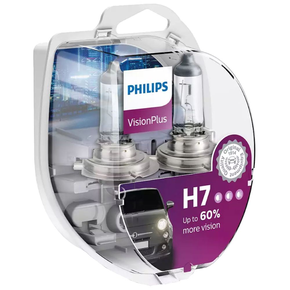 Philips VisionPlus H7-pirnid, +60%, 12 V, 55 W, 2 tk