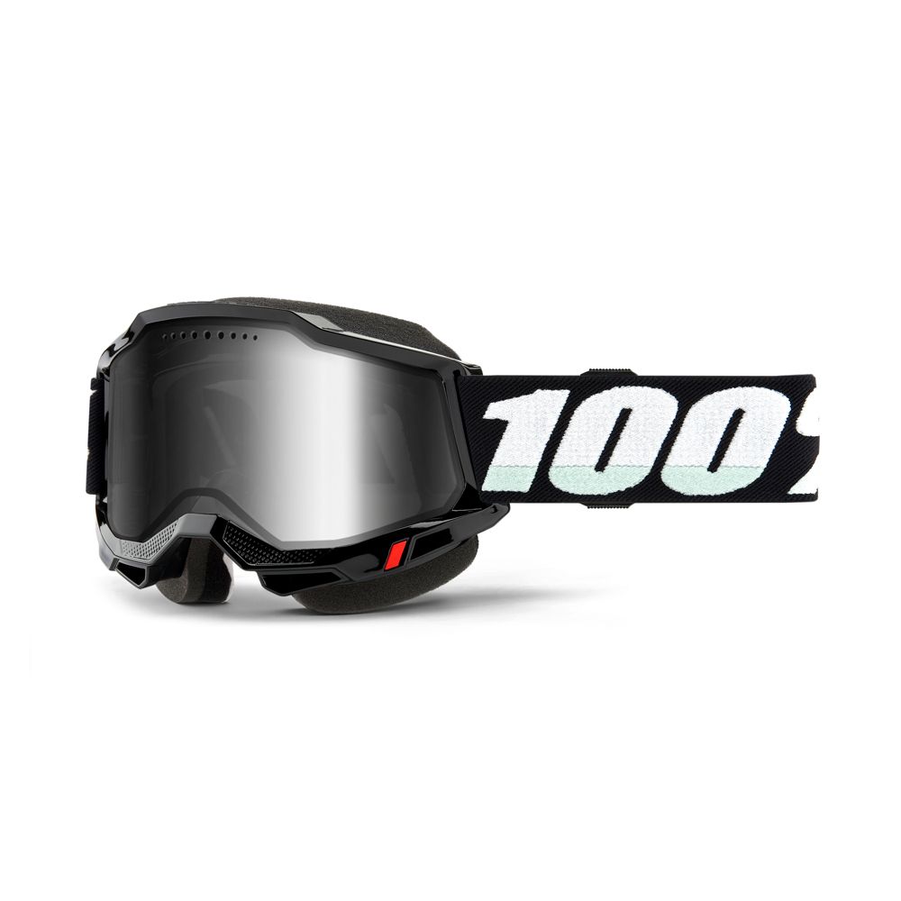 100% Accuri 2 Black skoterglasögon spegel silverlins