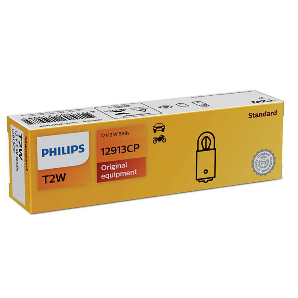 Philips BA9s metallsockellampa 12 V 2 W T2W 10 st.