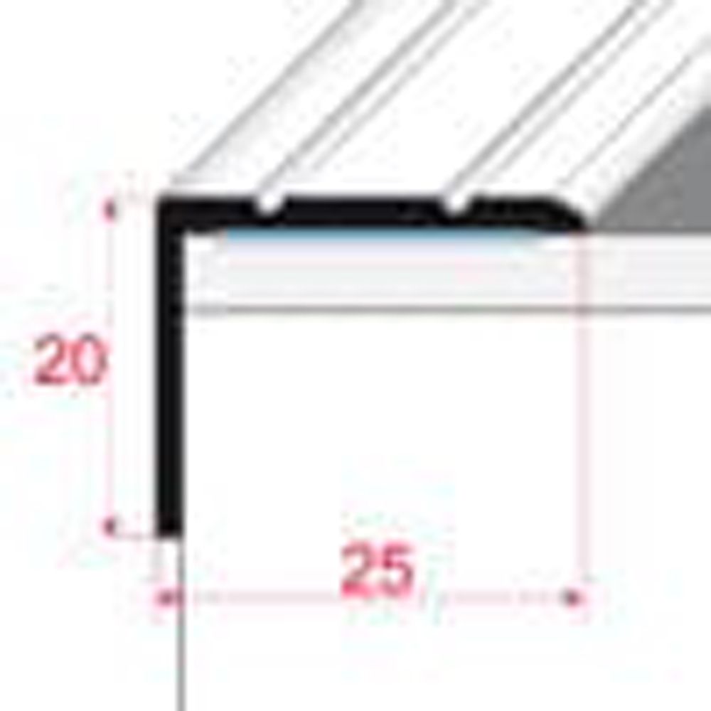 Pisla Askelkulmalista hopea 25 x 20 x 1800 mm