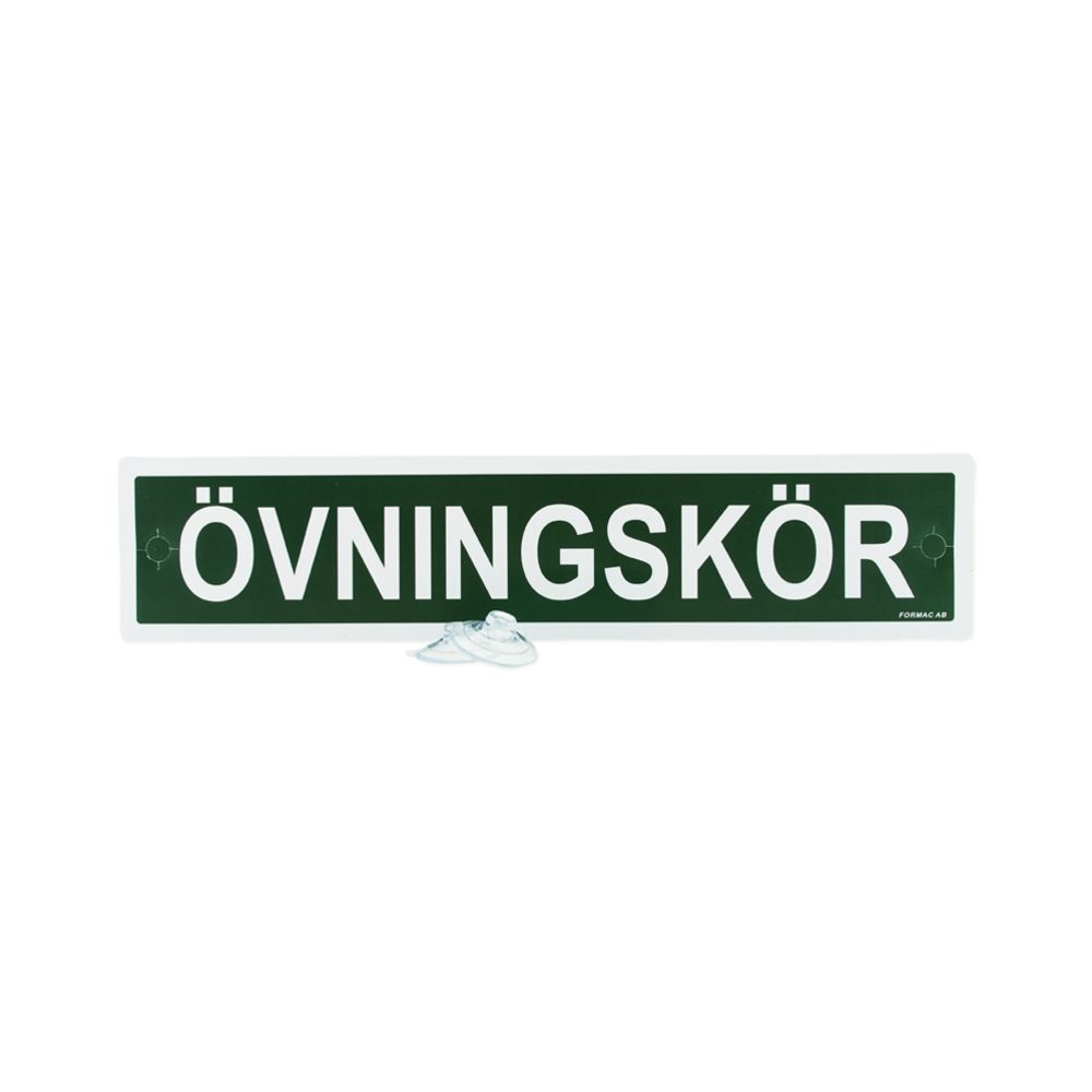 Övningskörningsskylt med sugpropp för privatlektioner grön 460 x 100 mm