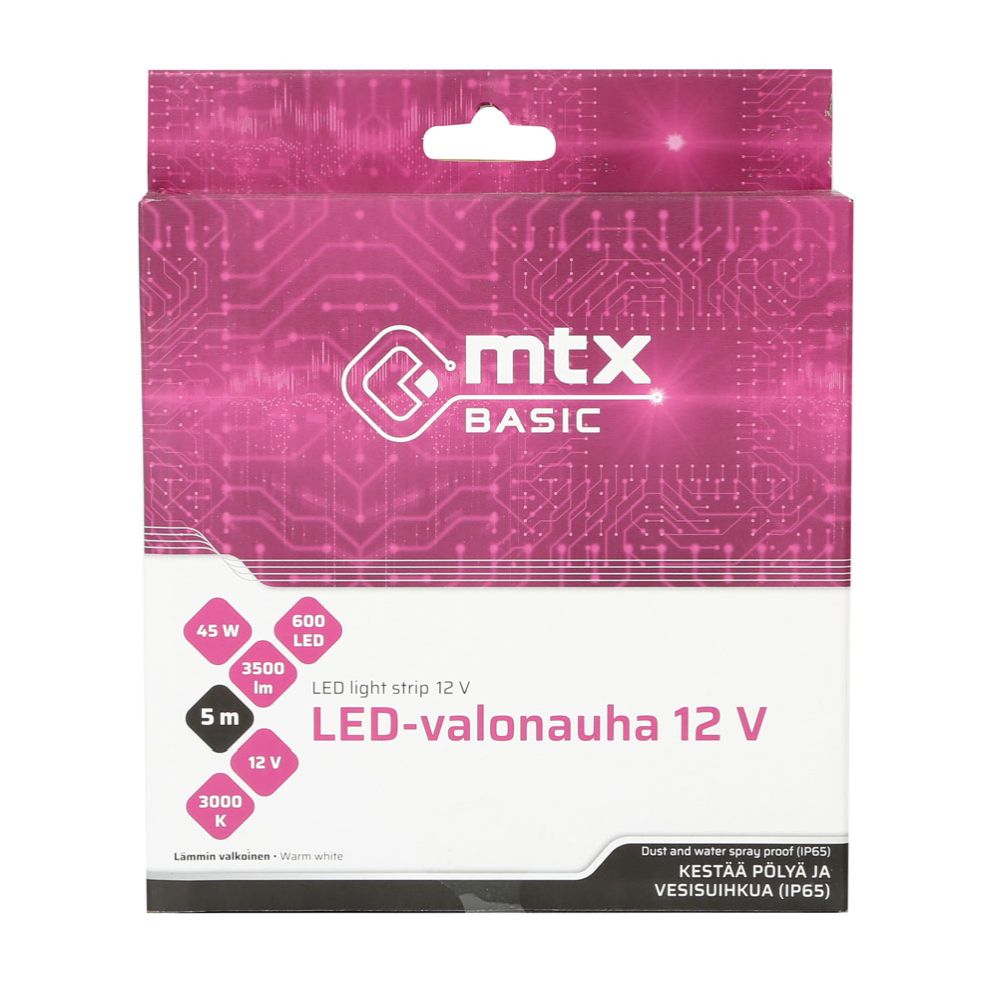 MTX Basic LED-valgusriba 5 m 12 V 9 W / m 3000 K 700 lm / m IP65