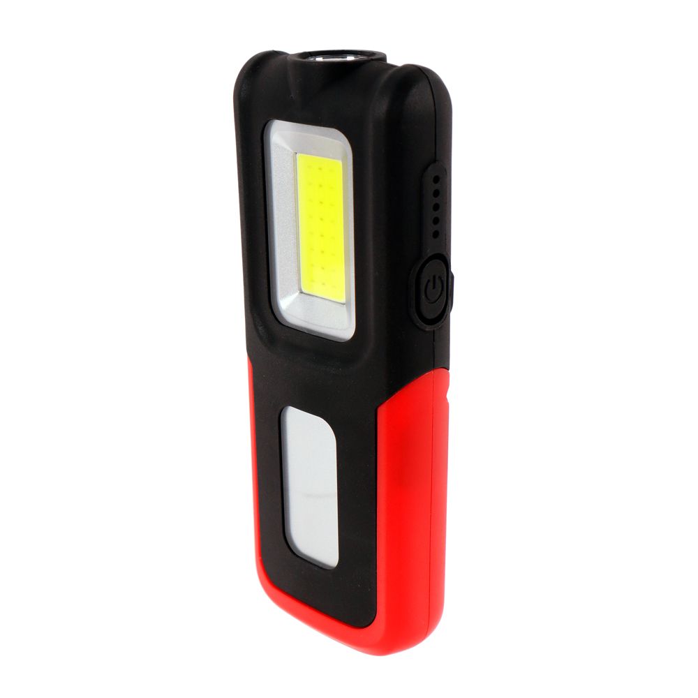 Berg Dual Power LED-arbetslampa uppladdningsbar/3 x AAA 10 W COB + 5 W LED 500 lm röd