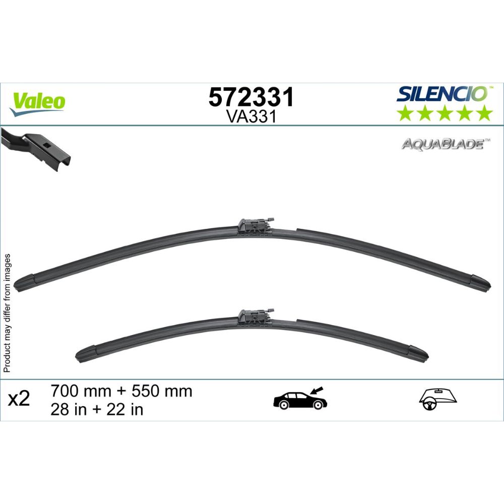 Valeo Silencio Aquablade VA331 torkarblad 2 st. 70 + 55 cm