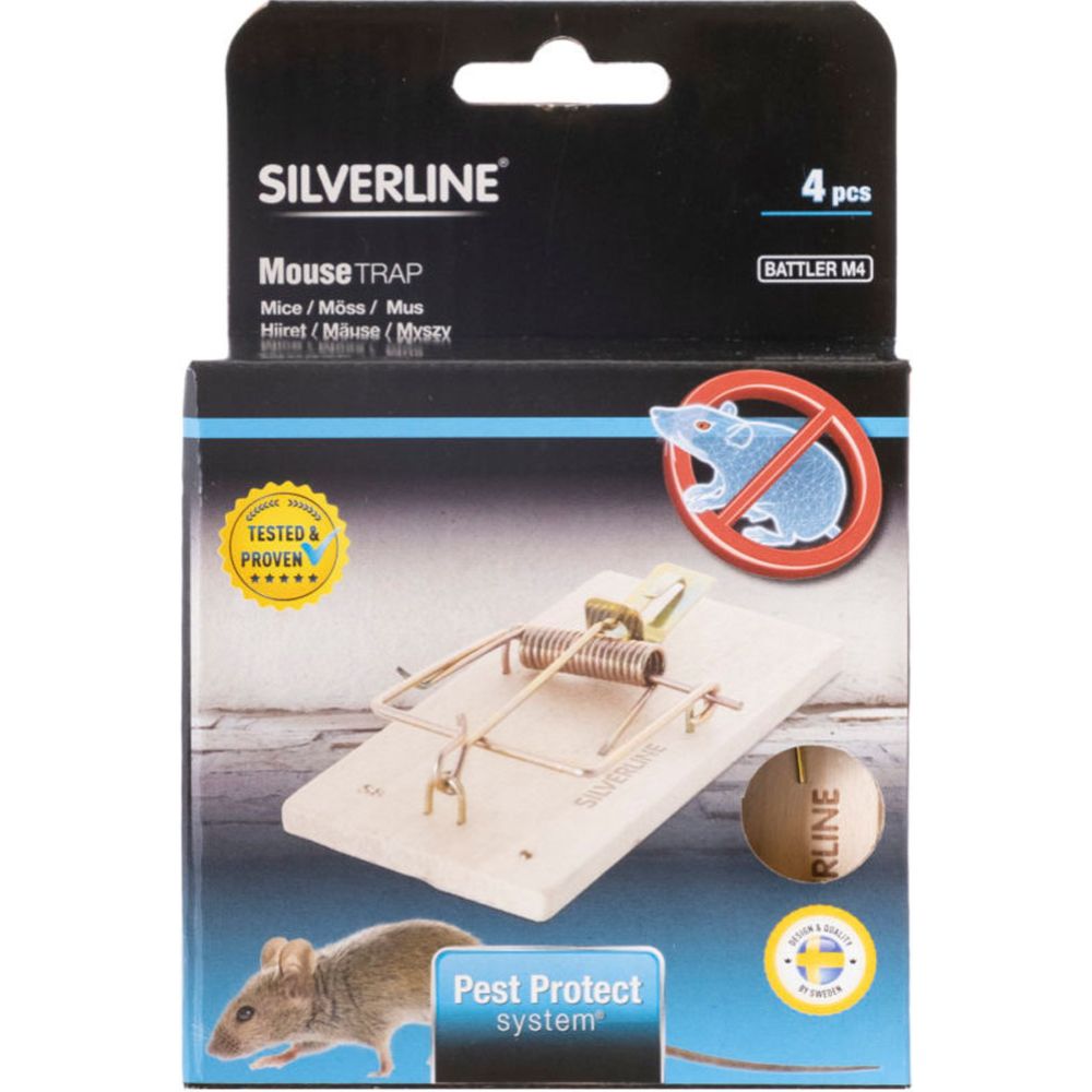 Silverline Battler M4 hiirelõks puidust 4 tk
