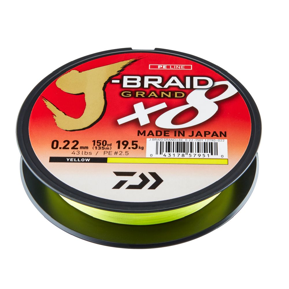 Daiwa J-Braid X8 Grand 135 m flätlina gul