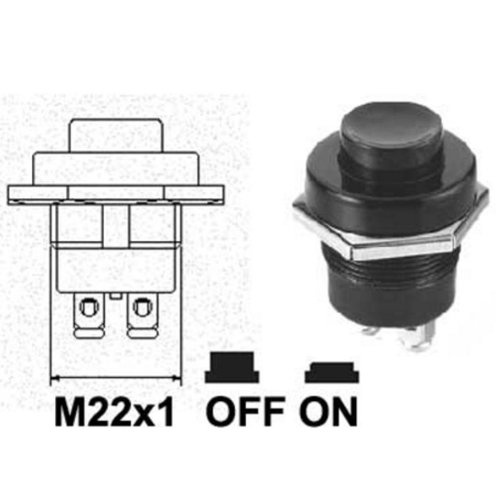 Tryckknappsbrytare monteringshål Ø22 mm