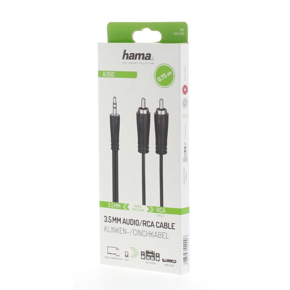 Hama audiokaabel 3,5 mm isane - 2 x RCA isane 0,75 m