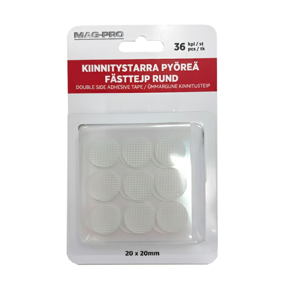 Mag-Pro pyöreä kiinnitystarra 20 mm 36 kpl läpinäkyvä